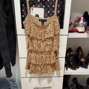 INC International Concepts Gold Sequin Top